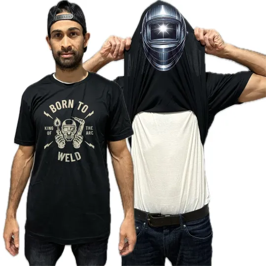 Born to Weld Flip Shirt - Funny Welding Mask Flip Tee - Arc Welding T-Shirt