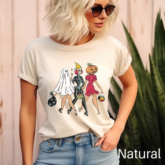 90s Halloween T-Shirt for Girls, Vintage Spooky Season Tee, Trick or Treat Ghouls Shirt