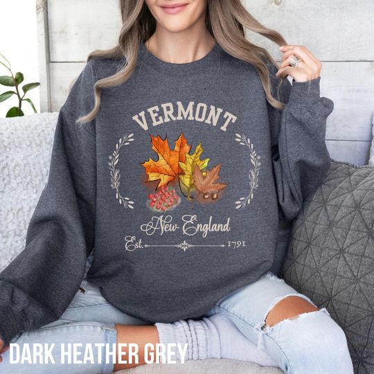 Vermont Sweatshirt, Leaf Peeping Sweater, Fall Leaves Shirt, New England Vacation Top