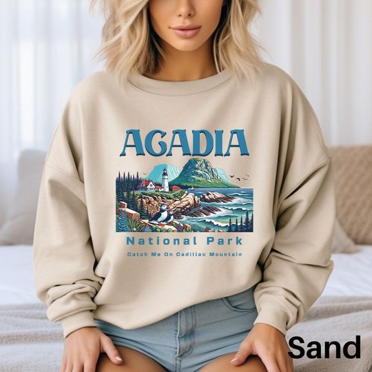 Acadia National Park Sweatshirt, Maine Sweater, Hiking & Camping Shirt