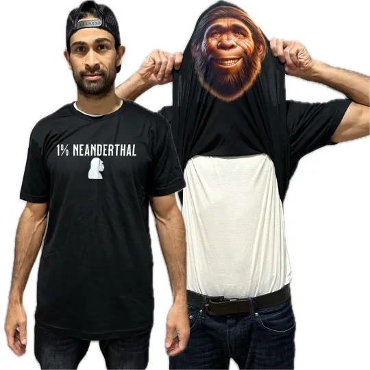 1% Neanderthal Flip Shirt - Funny Caveman Face T-Shirt Flip Tee