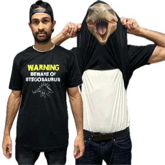 Beware of Stegosaurus Flip Shirt - Funny Dinosaur T-Shirt Flip Tee