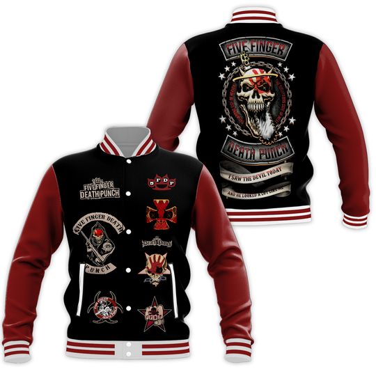 Five Finger Death Punch I Saw The Devil Today And He Looked A Lot Like Me Baseball Jacket