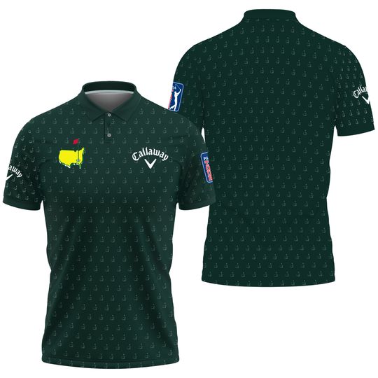 Golf Masters Tournament Callaway Polo Shirt Logo Pattern Gold Green Golf Sports