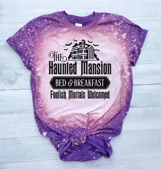 Haunted Mansion Bleached Shirt,  Disney Scary Mansion, Spooky Halloween