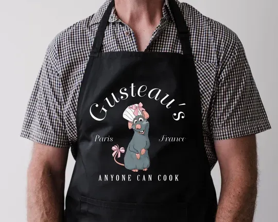 Chef Ratatouille Apron, Gusteau's Anyone Can Cook Kitchen Mom Gifts, Chef Mouse Couple Apron, Apron For Dad, Mouse Remy Chef Kitchen Little
