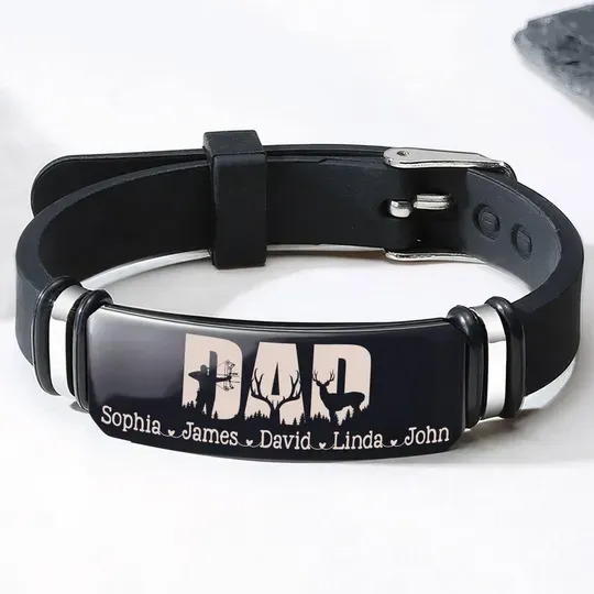 Personalized Hunting Dad & Kids Names Bracelet, Dad of Hunters, Hunting Season, Bracelet Gift for Hunter, Father's Day Gift for Dad, Grandpa