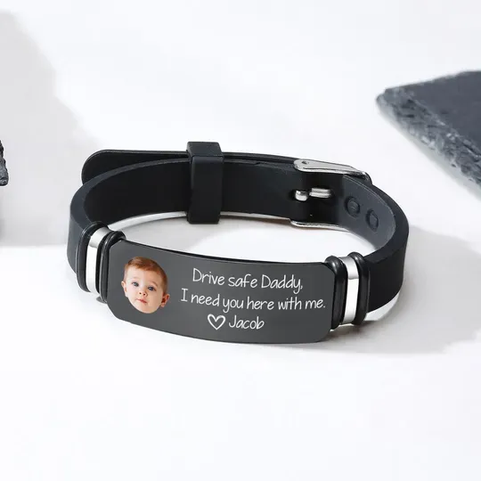 Custom Photo Bracelet, I Need You Here With Me, Father's Day Gift for Dad Husband