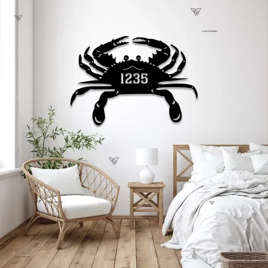 Custom Crab Metal Sign, Beach House Decor