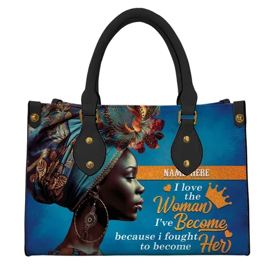 Personalized Leather Handbags For African American Women, Black Mom Motivational African American Women Bag, Mother's Day Gift