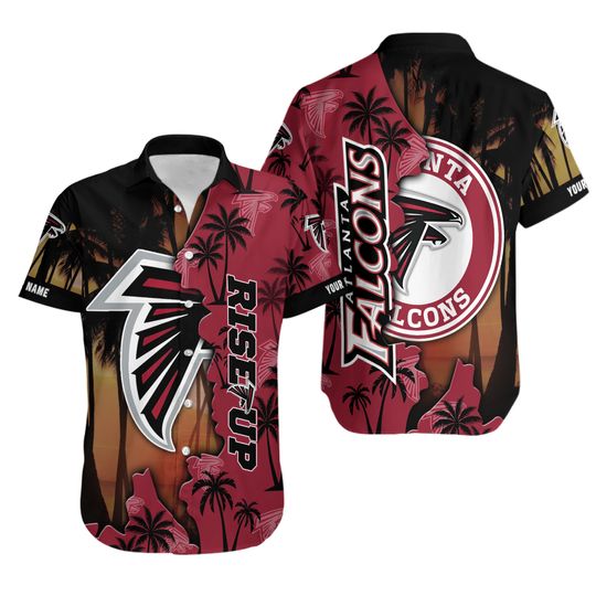 Atlanta Falcons Custom Name Rise Up Sunset Hawaiian Shirt