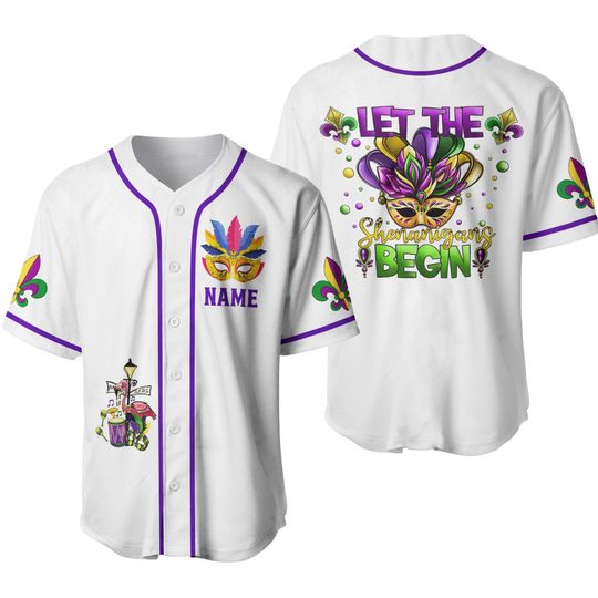 Mardi Gras Baseball Jersey, Personalized Mardi Gras Baseball Jersey,