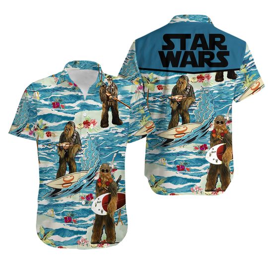 Star Wars Hawaiian Shirt, Chewbacca Button Shirt, Star Wars Summer Shirt