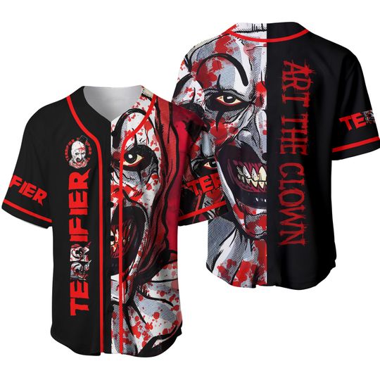 Terrifier 3 Art The Clown Bloody Christmas Baseball Jersey AOP Baseball Jersey Gift For Her Him