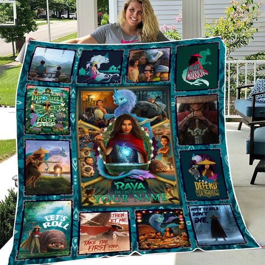 Custom Name Disney Raya And The Last Dragon Blanket, Disney Princess Raya Birthday Girl Gift, Wdw Disneyland Sisu Tuk Tuk Gifts