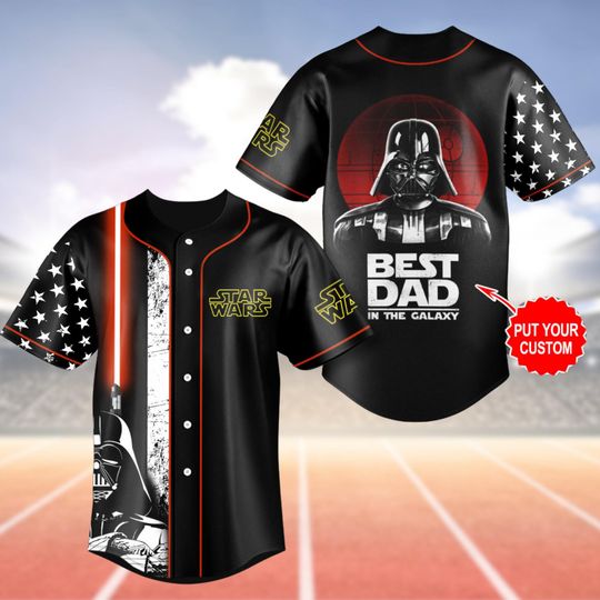 Custom Best Dad Star Wars Baseball Jersey, Star Wars Dad Shirt, Fathers Day Jersey, Star Wars Fan Apparel, Best Dad Ever Jersey Shirt