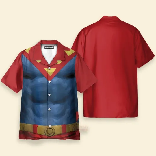 Superman Superhero Hawaiian Shirt Casual Button Down