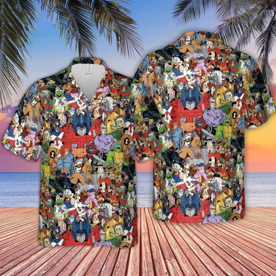80s Cartoon Team Hawaiian Shirt Casual Button Down