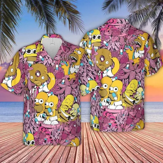 The Simpsons Homer Simpson Hawaiian Shirt Casual Button Down