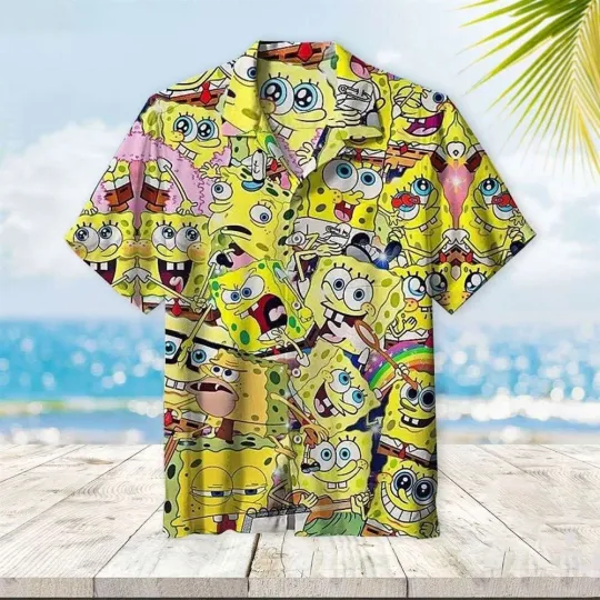 SpongeBob SquarePants Hawaiian Shirt Casual Button Down