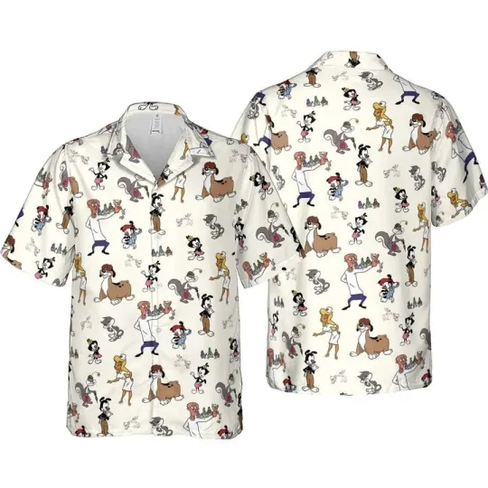 Animaniacs Characters Hawaiian Shirt Casual Button Down