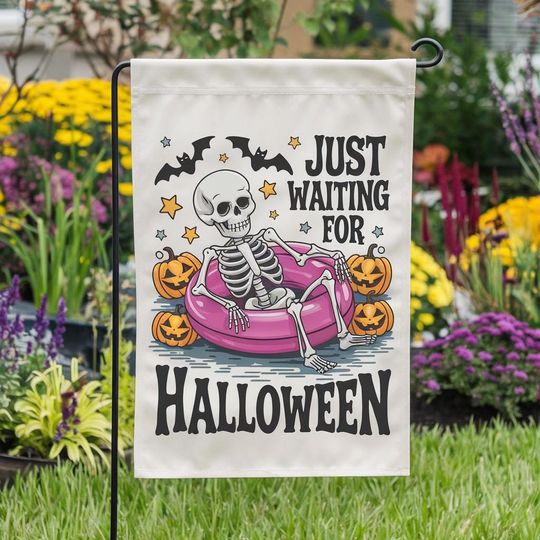 Spooky Summerween Garden Flag, Skeleton Yard Decor Funny, Summer Scary Garden Decor