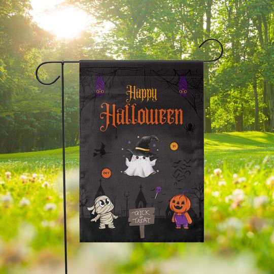 Spooky Halloween Garden Flag, Happy Halloween Yard Flag, Outdoor Holiday Sign