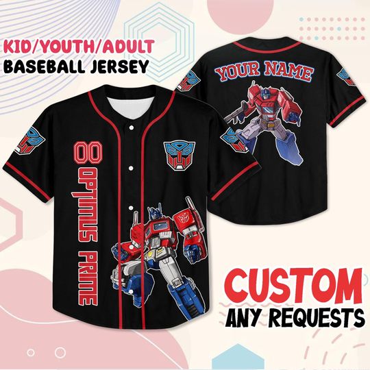 Custom Optimus Prime Baseball Jersey Kid Youth Adult | Custom Transformer Shirt | Matching Outfit for Theme Park 2025 | Family Trip Gift