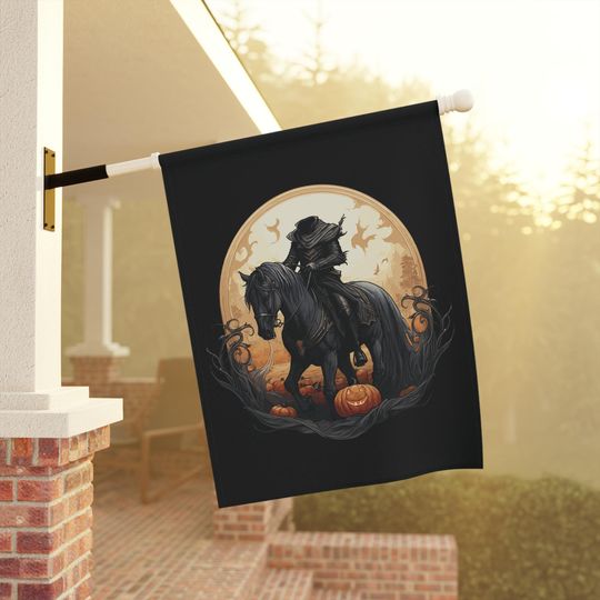Headless Horseman Flag | Sleepy Hollow Halloween Yard Banner | Gothic Fall Porch Decor