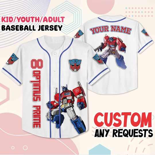 Custom Optimus Prime Baseball Jersey Kid Youth Adult| Transformer Disney Shirt 2025| Matching Outfit for Disneyland Family Trip Gift
