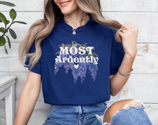 Most Ardently Mr. Darcy Proposal Wisteria Blue Flowers Tee Unisex Heavyweight Premium T-Shirt
