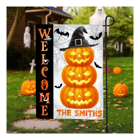 Pumpkin Halloween Garden Flag, Happy Halloween Garden Flag, Halloween Yard Flag