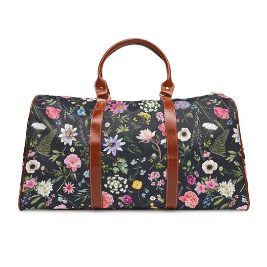 Wildflower Waterproof Travel Bag. Woman Travel Bag. Overnight Travel Bag. Womans Duffel. Carry on. Vegan Leather. Nice Travel bag