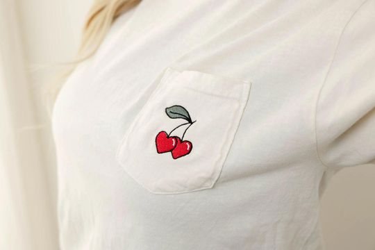 Heart Cherries Pocket T-Shirt for Women
