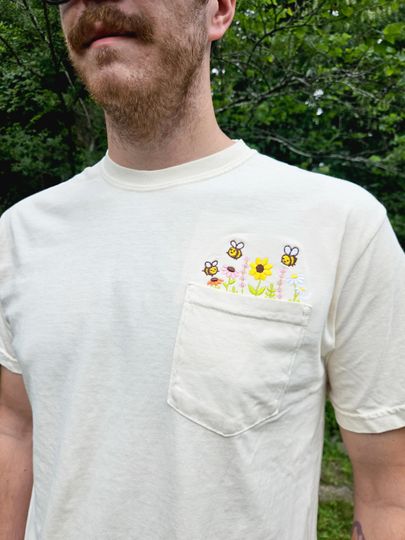 Flower Meadow Embroidered Pocket T-Shirt