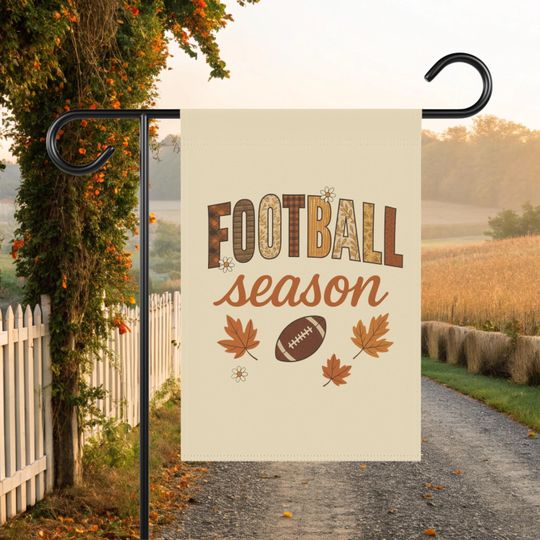 Football Garden Flag for Fall Tailgate & Game Day Decor - Patchwork Football Season Flag