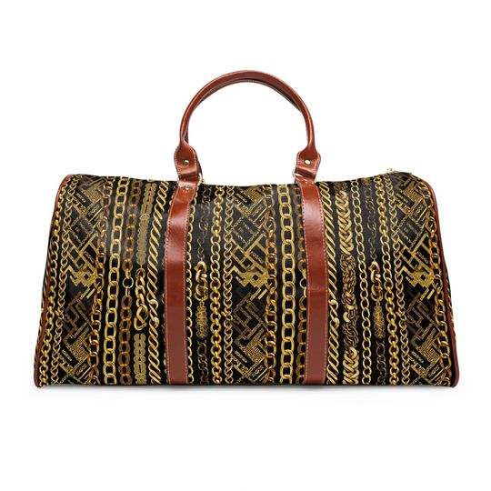 Gold Chains Waterproof Travel Bag, Explore, Hike, Camping, Vacation, Gift for Traveler