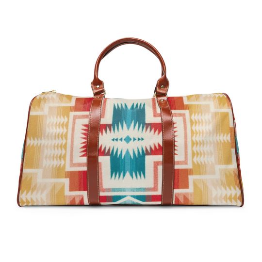 Native Waterproof Travel Bag Gift Indigenous Art Style Travel Bag Waterproof Luggage