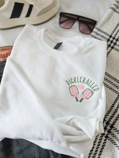 Embroidered Pickleballer Sweatshirt - Preppy Pickleball - Pickleball Lover - Crewneck - Gift for Mom