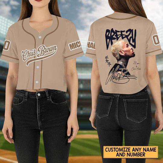 Chris Brown Breezy Crop Top Baseball Jersey, 20 Years Anniversary Tour Jersey Shirt, Music Concert Fan Outfit, Music Baseball Jersey