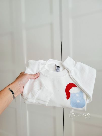 Christmas Initial Kids Sweatshirt with Santa Hat, Monogram Embroidered