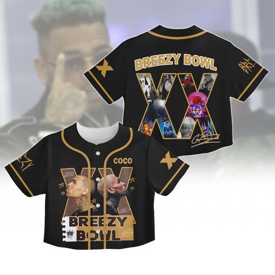 Chris Brown Breezy Bowl XX Crop Top Baseball Jersey, Chris Brown Baseball Shirt, Chris Brown Fan Gift, Chris Brown Merch