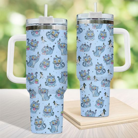 Derpy Tiger Coffee Tumbler 40Oz, Kpop Demon Hunters Tumbler Cup, Kpop Huntrix Insulated Tumbler, Stainless Tumbler, Saja Boys Fans Gift