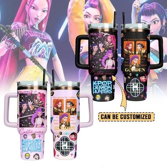 Custom Kpop Demon Hunters Girls Tumbler 40 Oz, Kpop Demon Hunter Merch Pin, Kpop Huntrix Merch, Saja Mira, Demon Hunters Tiger Tumbler