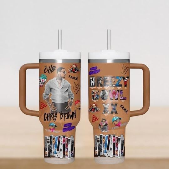 Chris Brown Tour Tumbler 40oz, Breezy Bowl XX 2025 Tumbler Cup, Chris Brown Coffee Tumbler, Breezy Bowl Insulated Tumbler, Tour 2025