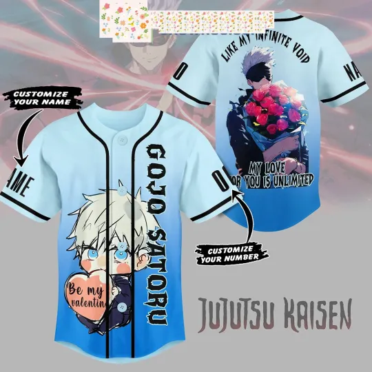 Jujutsu Satoru Satoru Gojo Be My Valentine Personalized Baseball Jersey