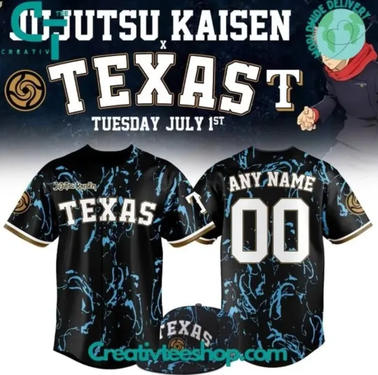 Custom Texas Ranger X 2025 Jujutsu Kai*Sen Night Baseball Jersey