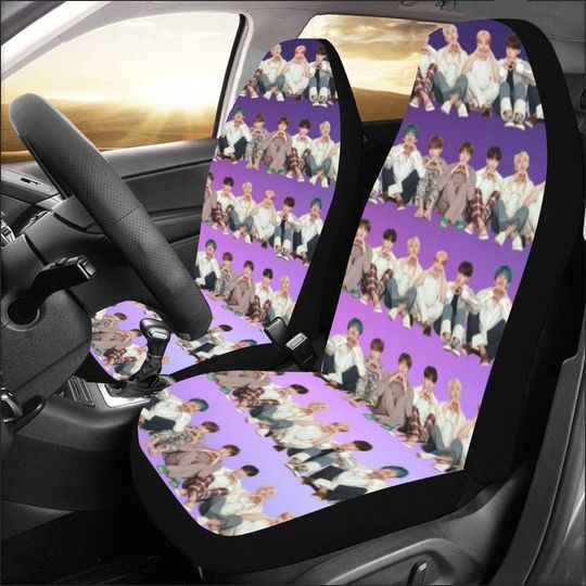 BTS Stripes 2 Piece Car Seat Cover- K-Pop Inspired Car Accessories - Bangtan ARMY