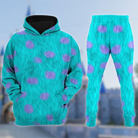 Monsters Inc Costume Shirt, James P. Sullivan Cosplay Costume Hoodie, Halloween 3D Costume Outfit, Cartoon Character All Over Print Clothing