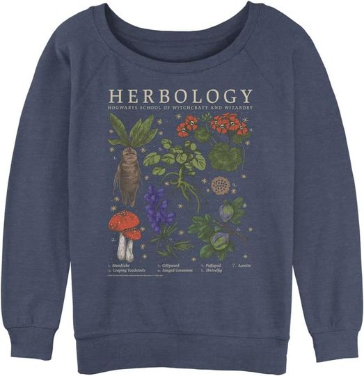 Harry Potter Women's Deathly Hallows Herbology Junior's Raglan Pullover